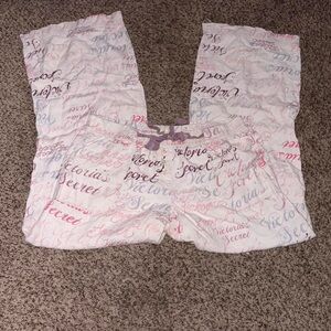 Vintage Y2K Victoria's Secret white & pink drawstring pocketed pajama pants